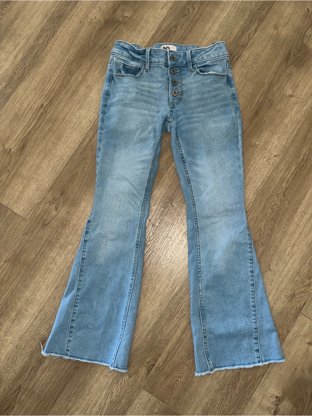 SO Light Wash High-Rise Button-Fly Flare Jeans